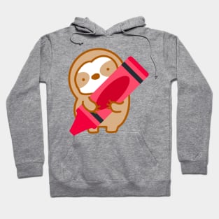 Cute Red Crayon Sloth Hoodie